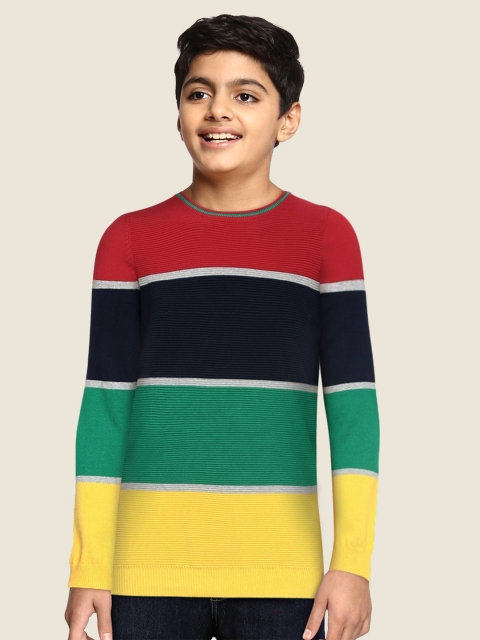 

United Colors of Benetton Boys Multicoloured Pure Cotton Striped Pullover, Multi