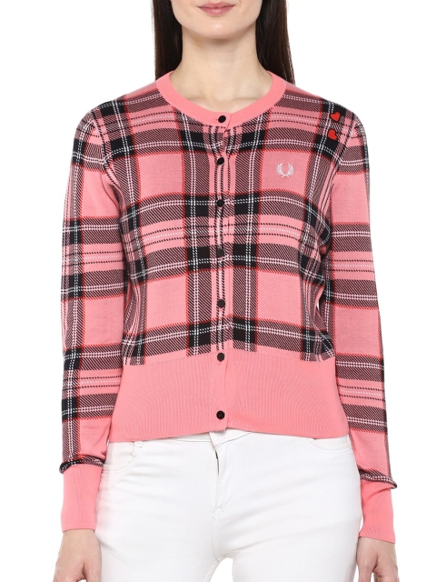 

Fred Perry Women Pink & Black Tartan Checked Cardigan