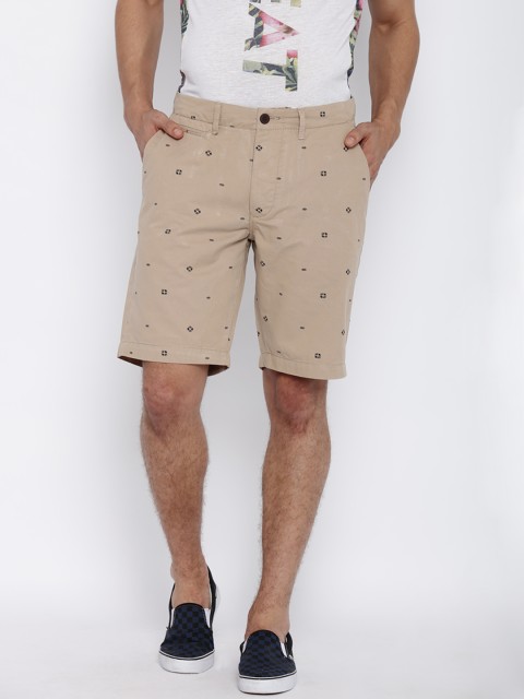 

Jack & Jones Men Beige Printed Chino Shorts