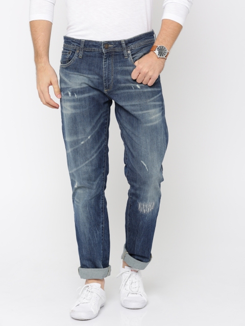 

Jack & Jones Men Blue Slim Fit Mid-Rise Distressed Jeans