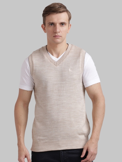 

Parx Men Off White & Brown Acrylic V-Neck Reversible Sweater Vest