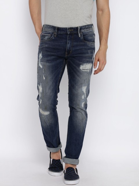 

Jack & Jones Men Blue Slim Fit Low-Rise Mildly Distressed Jeans