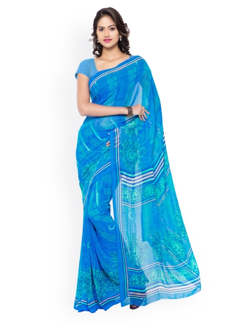 

Ligalz Blue Georgette Printed Saree