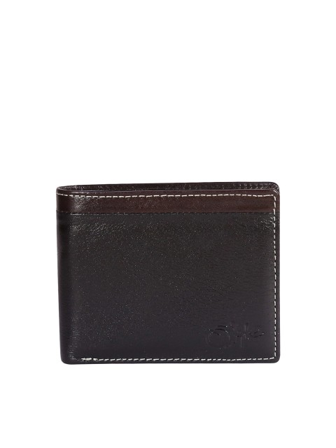

Style SHOES Men Black Textured Leather Two Fold Wallet