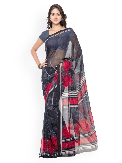 

Ligalz Grey & Red Georgette Printed Saree