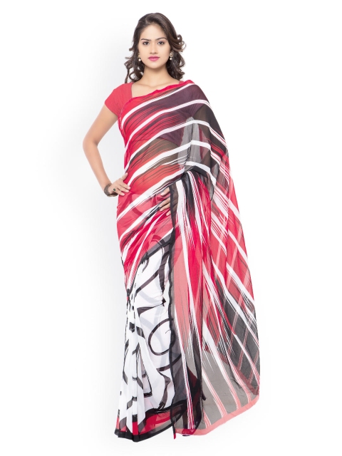 

Ligalz Red & White Georgette Printed Saree