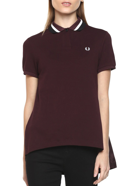 

Fred Perry Women Brown Solid Polo Collar T-Shirt With Pleated Back