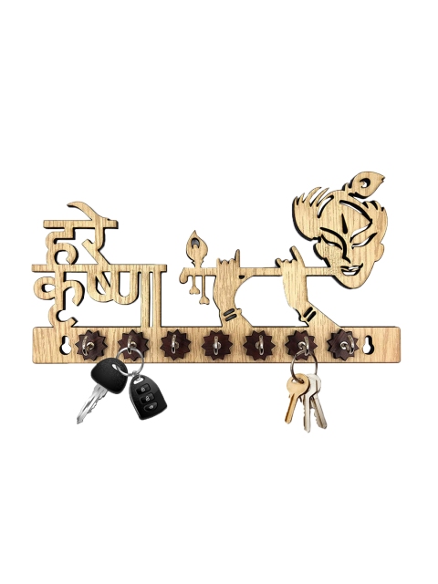 

WENS Cream-Coloured Hare Krishna Wooden 7 Hooks Key Holder