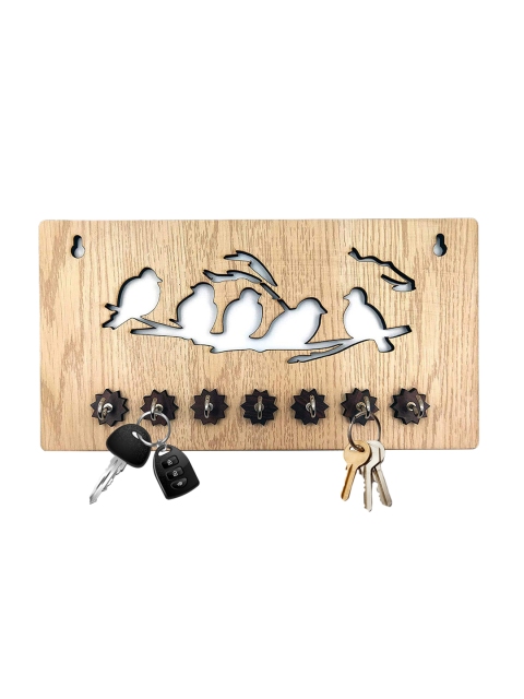 

WENS Cream-Coloured Wooden 7 Hooks Key Holder