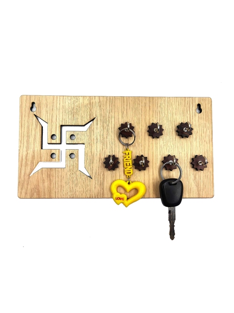 

WENS Cream-Coloured Swastik Wooden 7 Hooks Key Holder