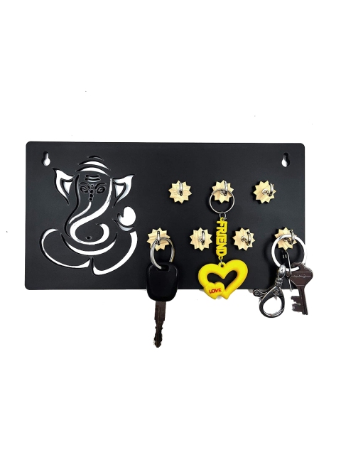 

WENS Black Lord Ganesha Wooden 7 Hooks Key Holder