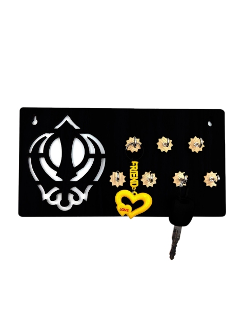 

WENS Black Wooden 7 Hooks Key Holder