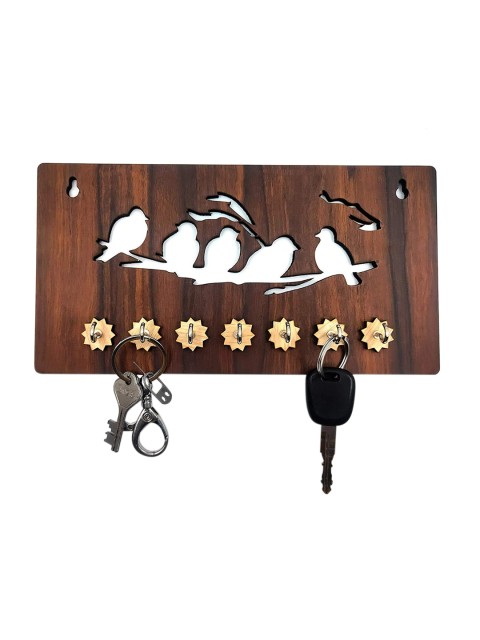 

WENS Brown Wooden 7 Hooks Key Holder