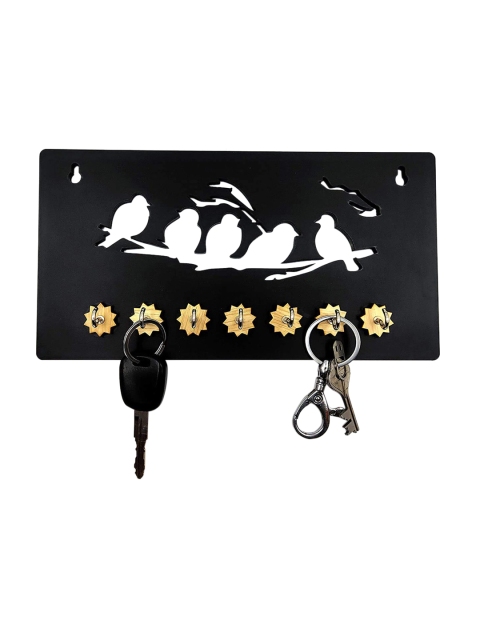 

WENS Black Wooden 7 Hooks Key Holder