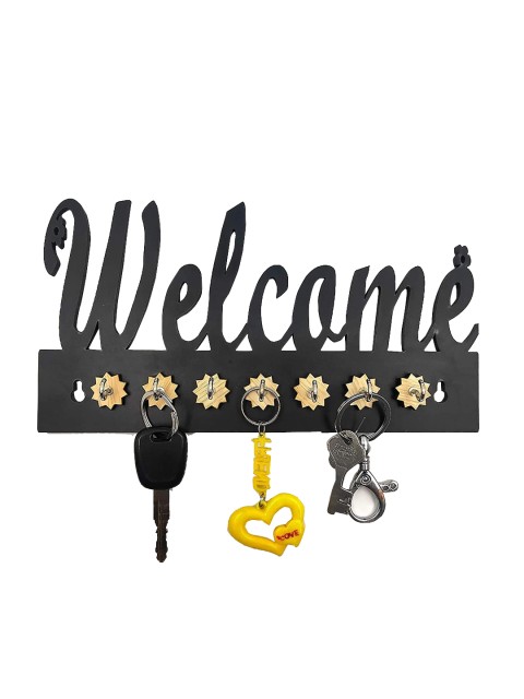 

WENS Black Welcome Wooden 7 Hooks Key Holder