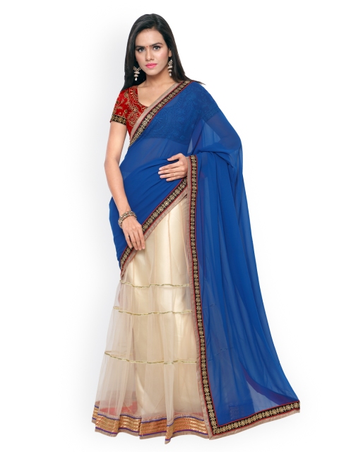 

Touch Trends Blue & Beige Georgette & Net Lehenga Style Saree