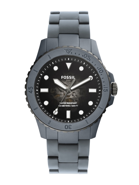 

Fossil Men Multicoloured Skeleton Dial& Grey Ceramic Automatic Motion Watch LE1131