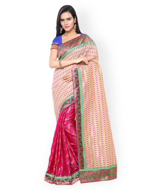 

Touch Trends Beige & Blue Art Silk & Jacquard Saree