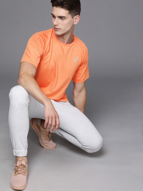 

ASICS Men Orange Brand Logo Printed Round Neck Running T-shirt