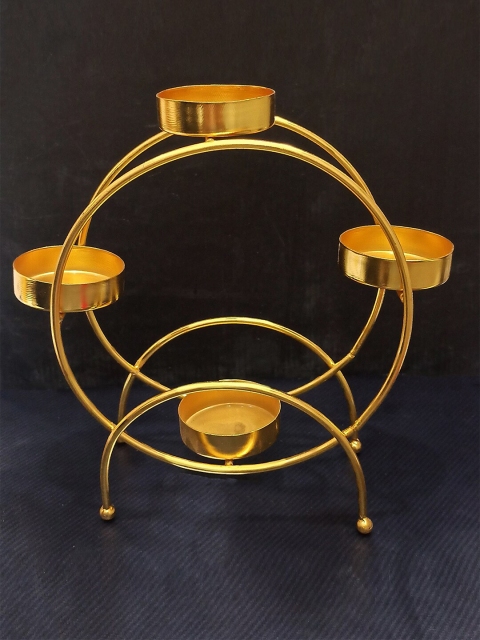 

WENS Gold-Toned Solid Round Geometric Shaped Tea Light Candle Holder