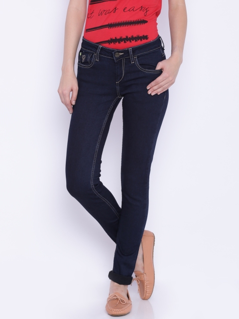 

Flying Machine Women Navy Twiggy Super Skinny Fit Clean Look Jeans, Navy blue