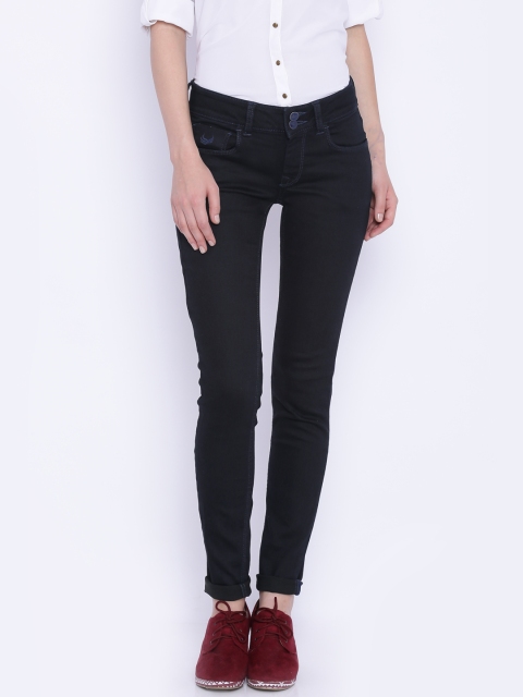 

Flying Machine Women Navy Twiggy Super Skinny Fit Low-Rise Clean Look Jeans, Navy blue