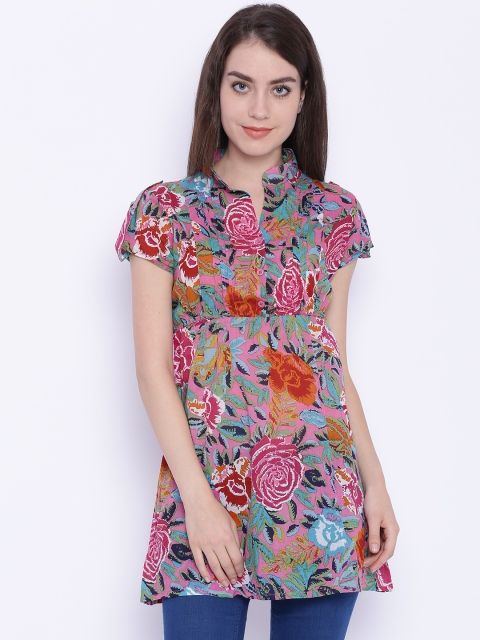 

Flying Machine Women Pink Floral Print Regular Top