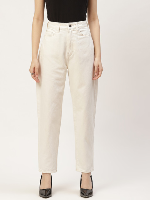 

Malachi Women Off White Tapered Fit High-Rise Jeans