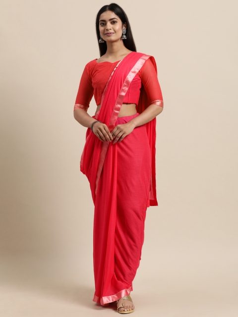 

LADUSAA Pink Silk Blend Saree