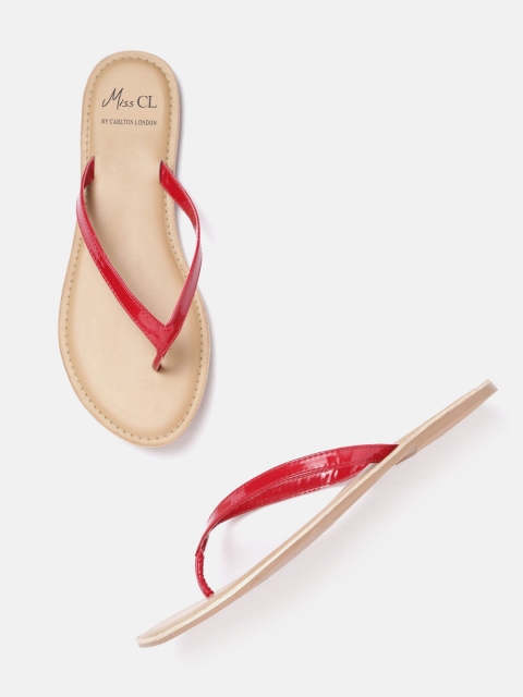 

Carlton London Women Red Solid Open Toe Flats