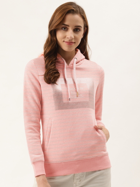 

Duke Women Pink & Silver Striped Hooded Sweatshirt