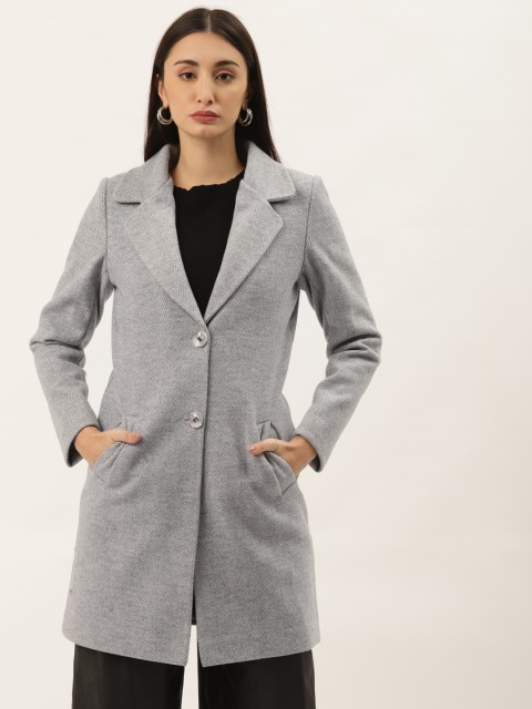 

Duke Women Grey Solid Longline Coat
