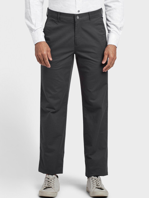 

ColorPlus Men Grey Mid-Rise Regular Fit Trousers