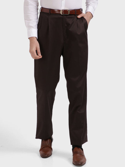 

ColorPlus Men Brown Pleated Trousers