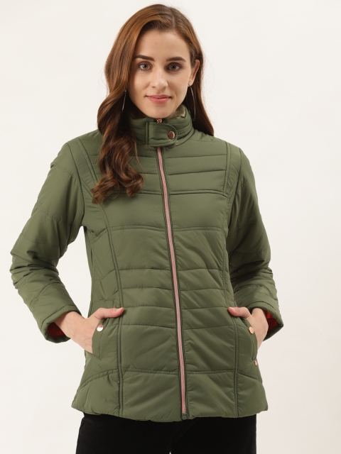 

Duke Women Olive Green Solid Padded Jacket
