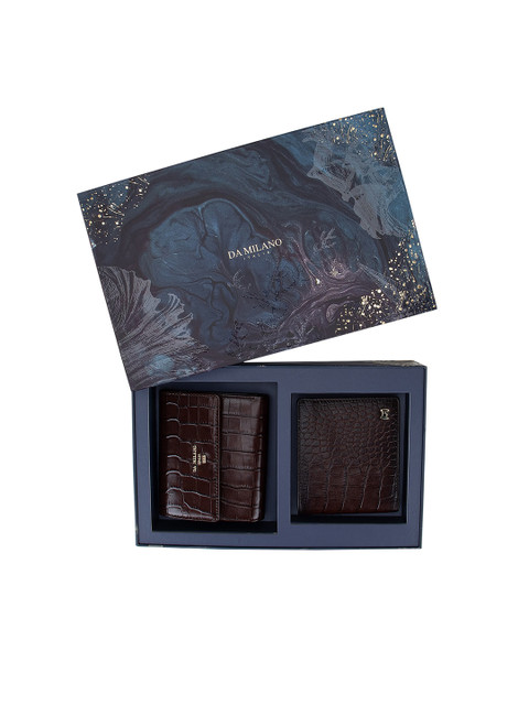 

Da Milano Brown Textured Leather Accessory Gift Set