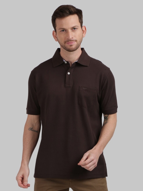 

ColorPlus Men Brown Solid Polo Collar Pocket T-shirt