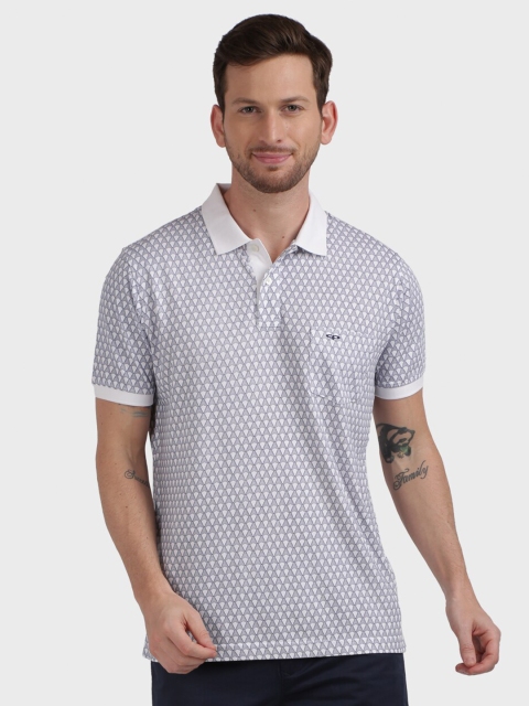 

ColorPlus Men White Polo Collar Pocket T-shirt