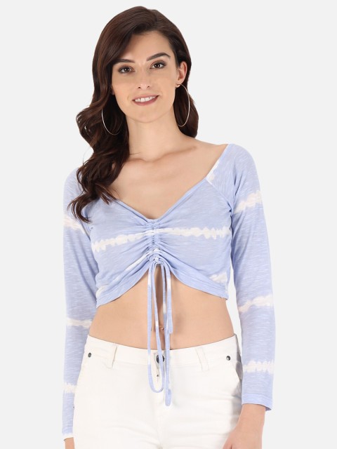 

Trend Arrest Blue Striped Regular Crop Top