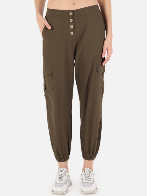

Trend Arrest Women Olive Green High-Rise Joggers Trousers
