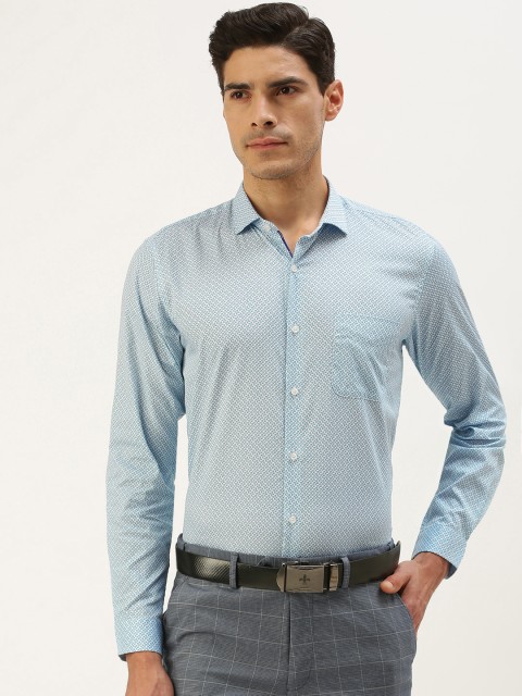 

Peter England Men Blue Slim Fit Abstract Printed Formal Shirt