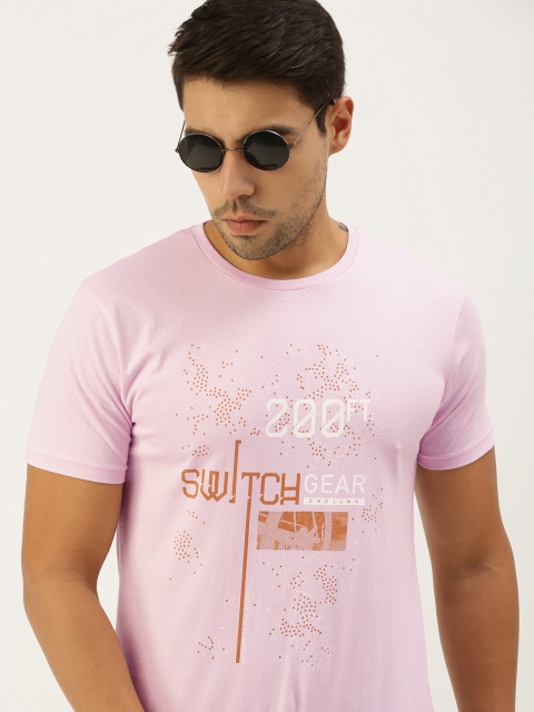 

Peter England Men Pink Typography Slim Fit Pure Cotton T-shirt