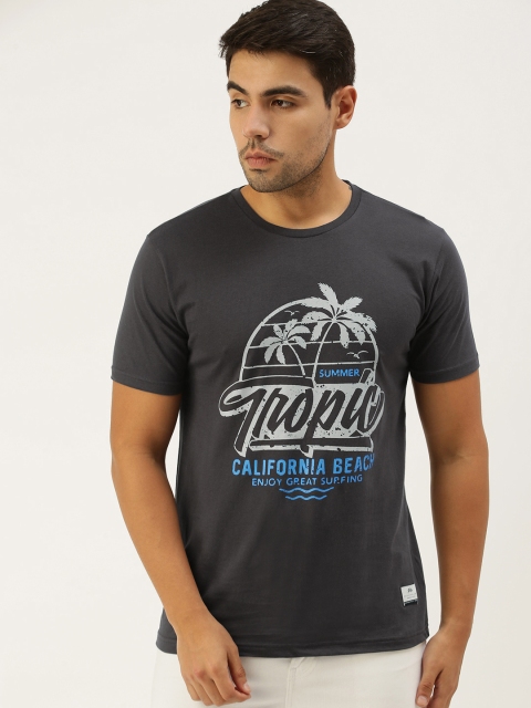

Peter England Men Grey Slim Fit T-shirt