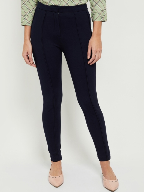 

max Women Blue Pleated Regular Trousers