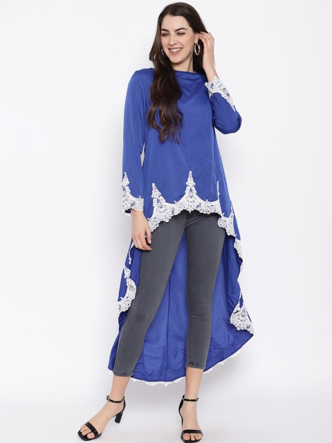 

iki chic Blue & White Georgette High-Low Longline Top