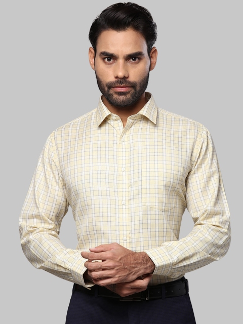 

Next Look Men Yellow Grid Tattersall Checks Opaque Checked Casual Shirt