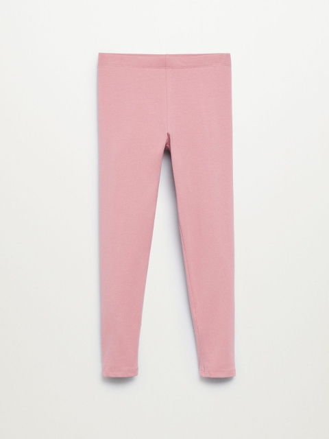 

Mango Kids Girls Pink Solid Ankle-Length Leggings