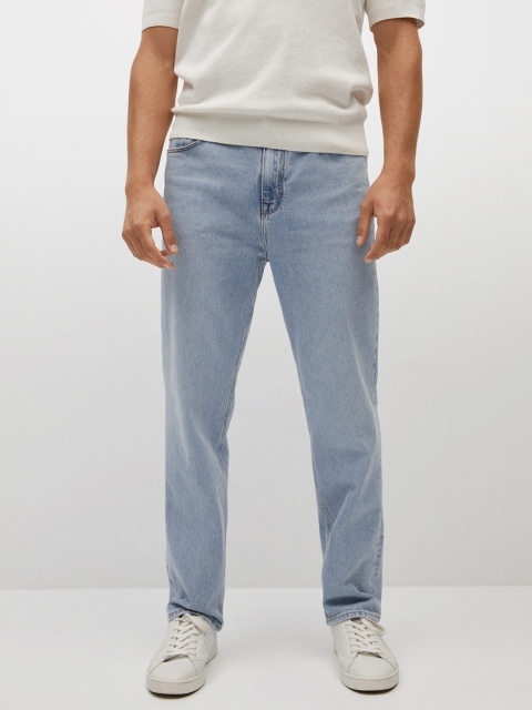 

MANGO MAN Blue Solid Loose Fit Jeans