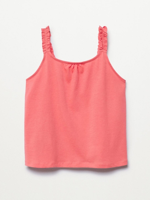

Mango Kids Girls Pink Cotton Ruffles Top