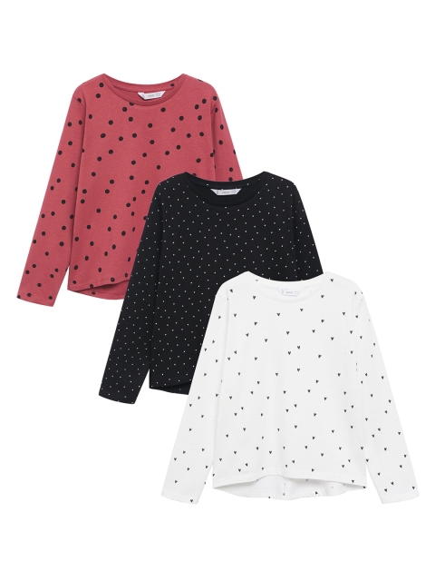 

Mango Kids Girls Pack of 3 Printed Cotton T-shirts, Red